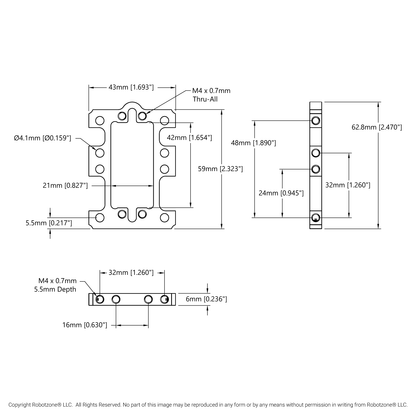 1802 Series Servo Frame (43mm Width, for Standard Size Servos)