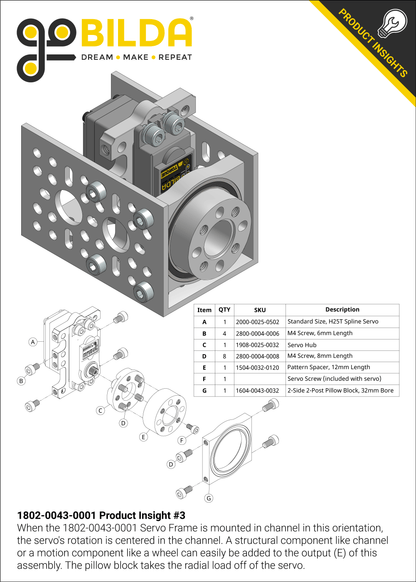 1802 Series Servo Frame (43mm Width, for Standard Size Servos)