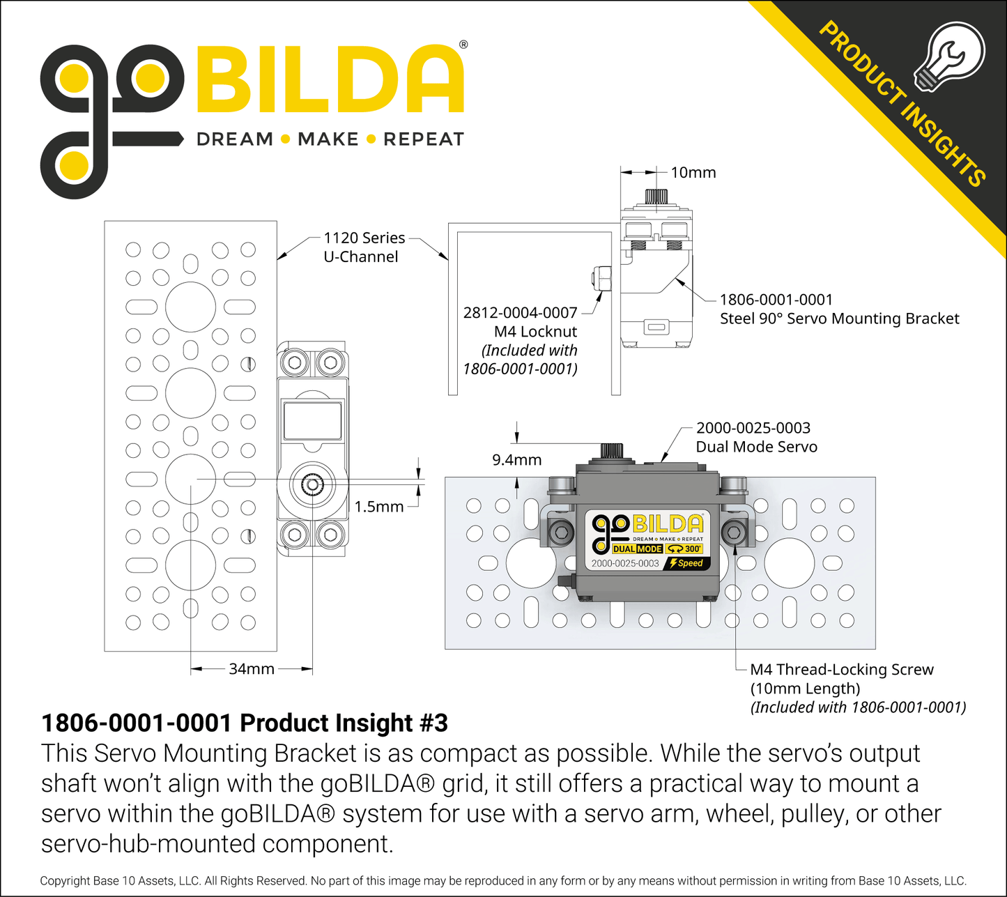 Steel 90° Servo Mounting Brackets (for Standard Size Servo)