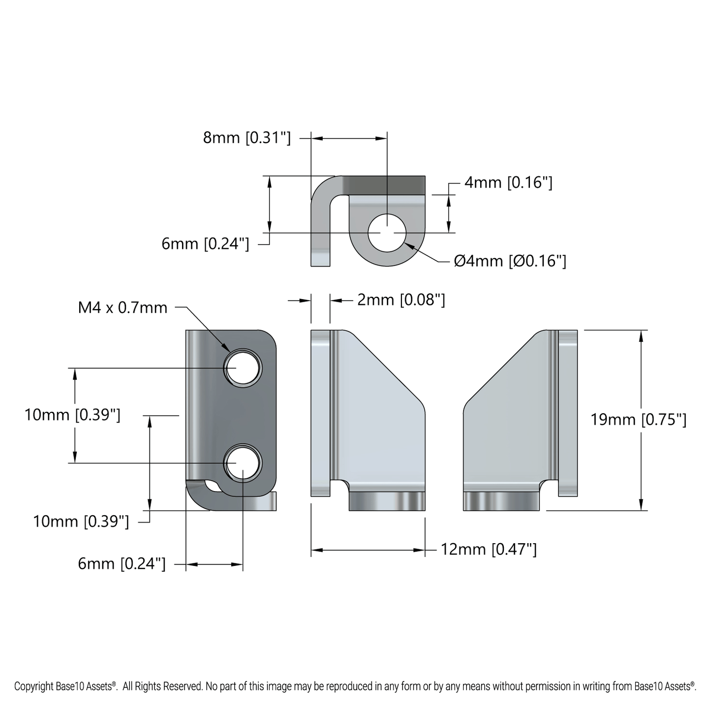 Steel 90° Servo Mounting Brackets (for Standard Size Servo)