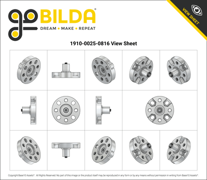 1910 Series Servo Hub-Shaft (25 Tooth Spline, 8mm Shaft Diameter, 16mm Length)