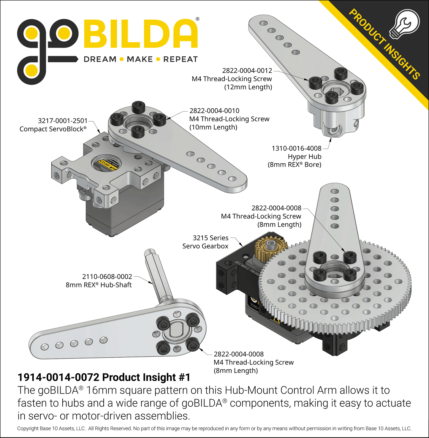 Aluminum Hub-Mount Control Arm (14mm Bore, 72mm Length)