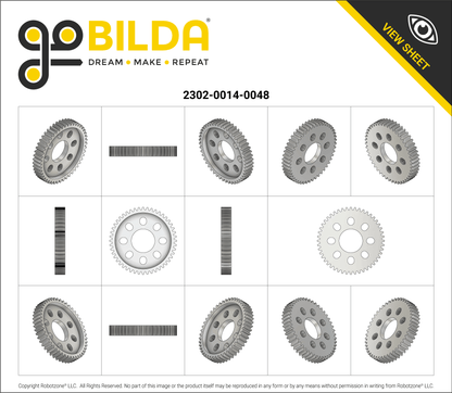 2302 Series Aluminum, MOD 0.8, Hub Mount Gear (14mm Bore)