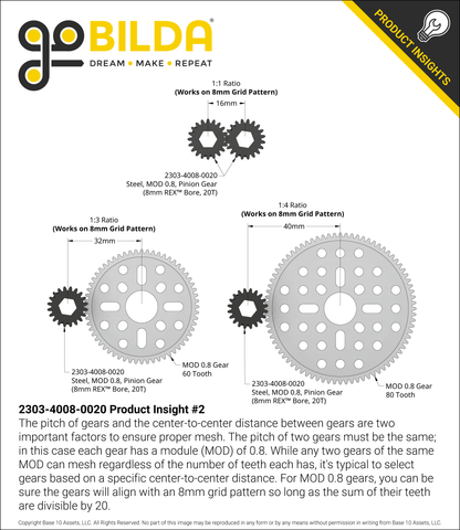 2303 Series Steel, MOD 0.8 Pinion Gear (8mm REX™ Bore)
