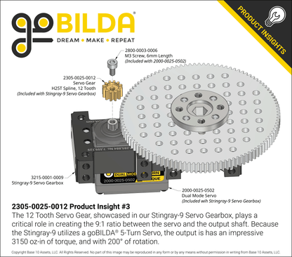 2305 Series Brass, MOD 0.8, Servo Gear (25 Tooth Spline)