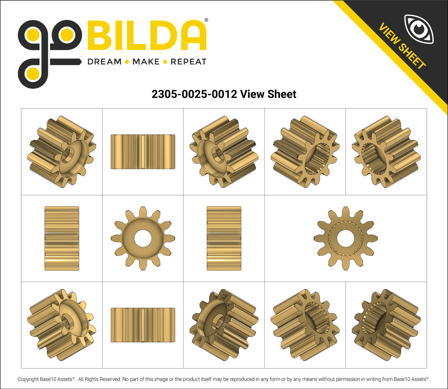 2305 Series Brass, MOD 0.8, Servo Gear (25 Tooth Spline)