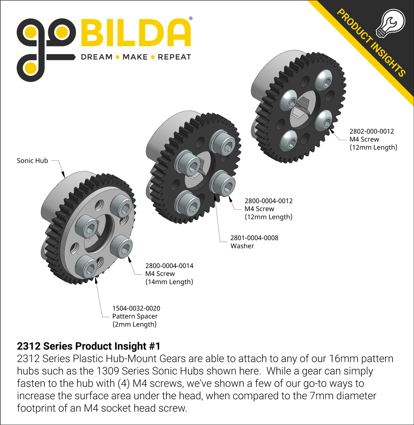 14mm Bore Hub-Mount Gear (MOD 0.8, 4mm Thick Acetal)