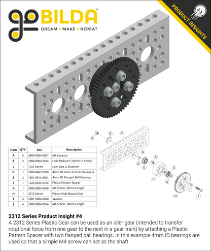 14mm Bore Hub-Mount Gear (MOD 0.8, 4mm Thick Acetal)