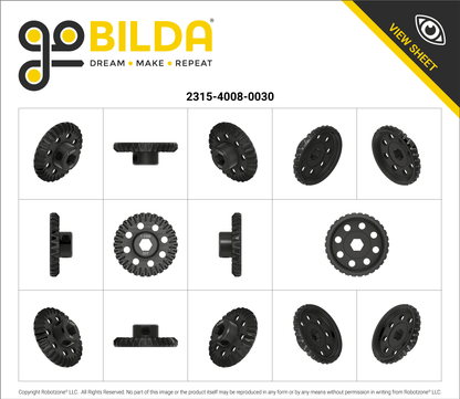 2315 Series, Steel Miter Gear (MOD 1.25, Set-Screw, 8mm REX™ Bore, 30 Tooth)