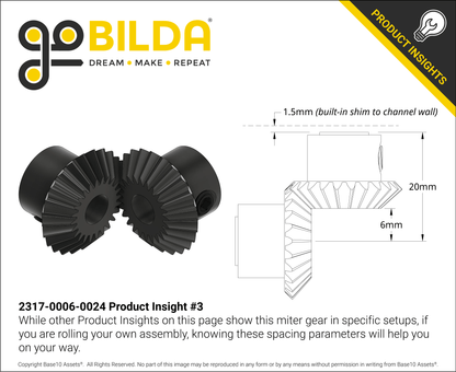2317 Series MOD 0.8 Steel Miter Gear (Set-Screw, 6mm Round Bore, 24 Tooth)