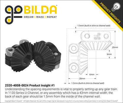 Clamping Steel Miter Gear (8mm REX™ Bore, 24 Tooth, MOD 1)
