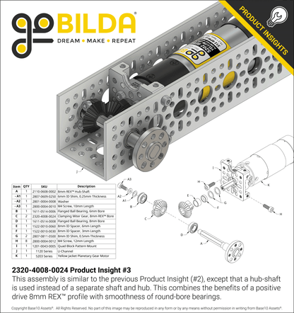 Clamping Steel Miter Gear (8mm REX™ Bore, 24 Tooth, MOD 1)
