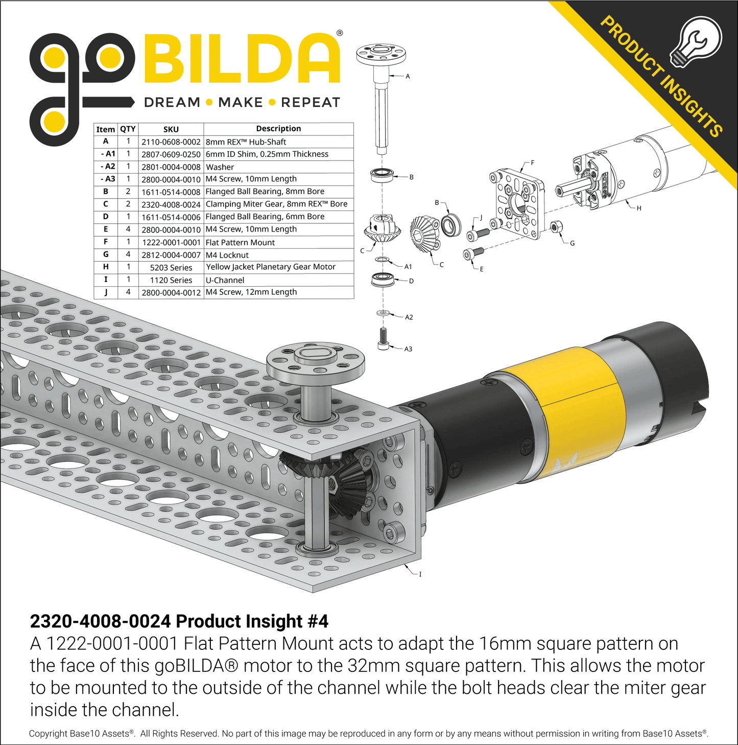 Clamping Steel Miter Gear (8mm REX™ Bore, 24 Tooth, MOD 1)
