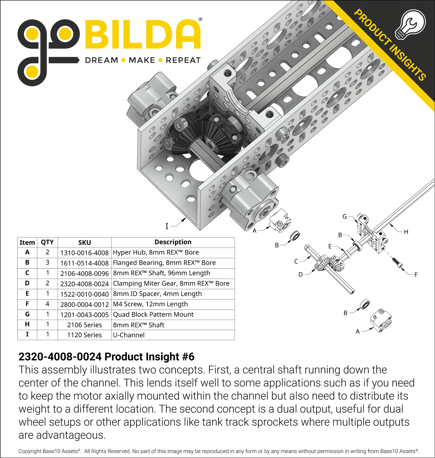 Clamping Steel Miter Gear (8mm REX™ Bore, 24 Tooth, MOD 1)