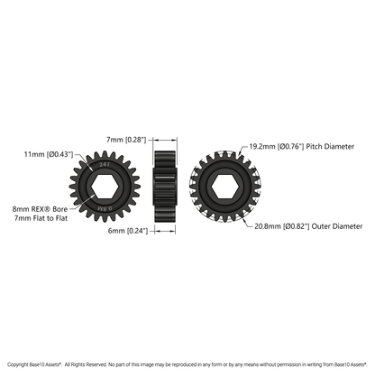 Slip-Fit Steel Pinion Gear (8mm REX® Bore, MOD 0.8, 24T)