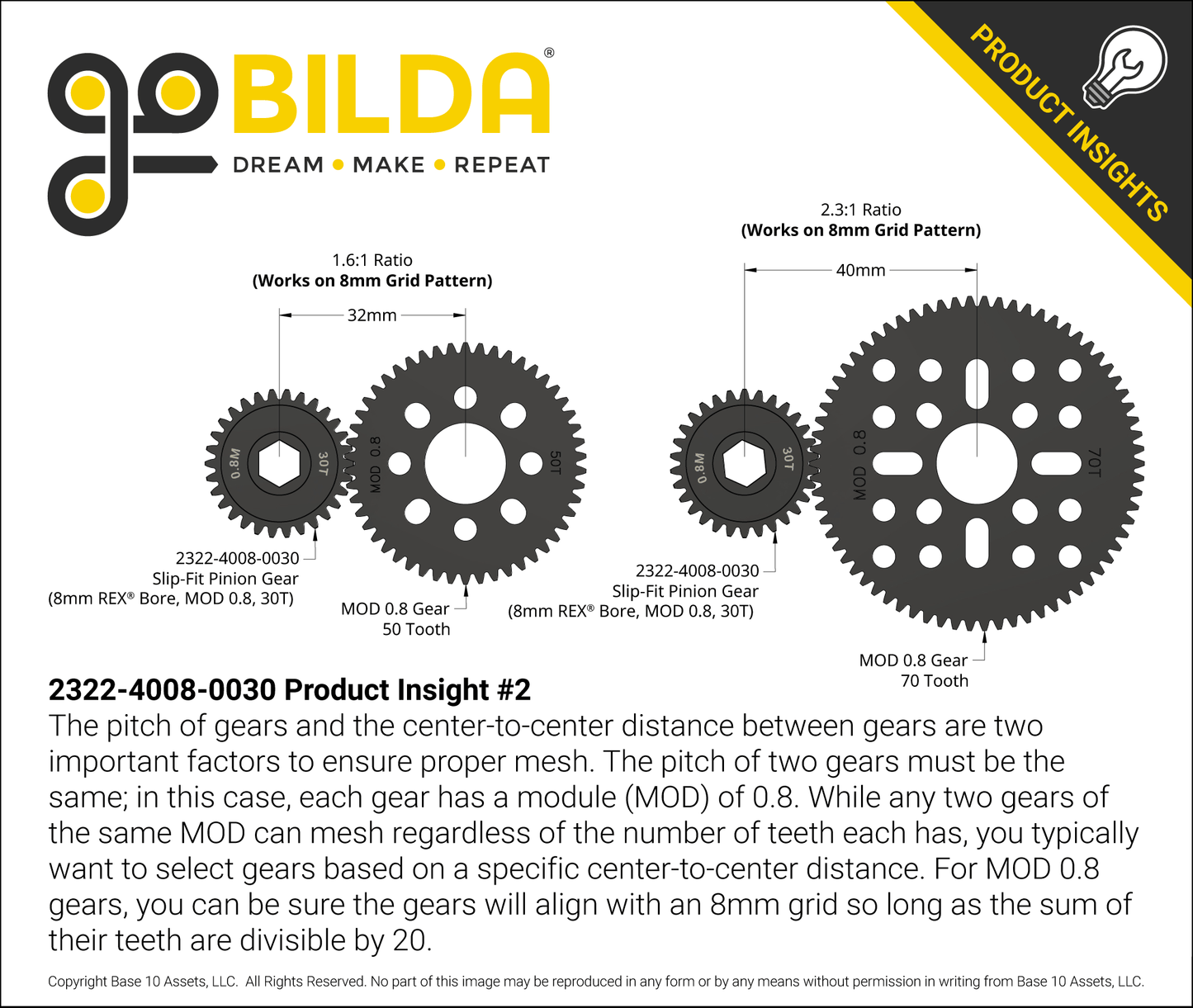 Slip-Fit Steel Pinion Gear (8mm REX® Bore, MOD 0.8, 30T)