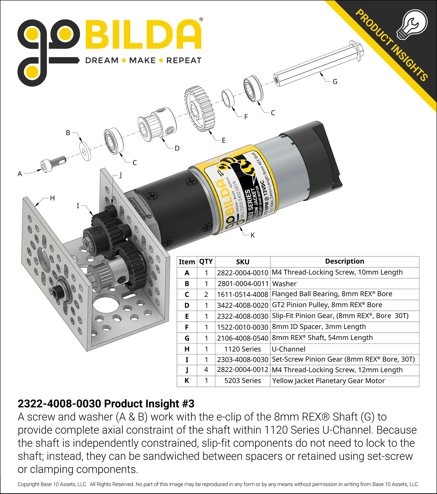 Slip-Fit Steel Pinion Gear (8mm REX® Bore, MOD 0.8, 30T)