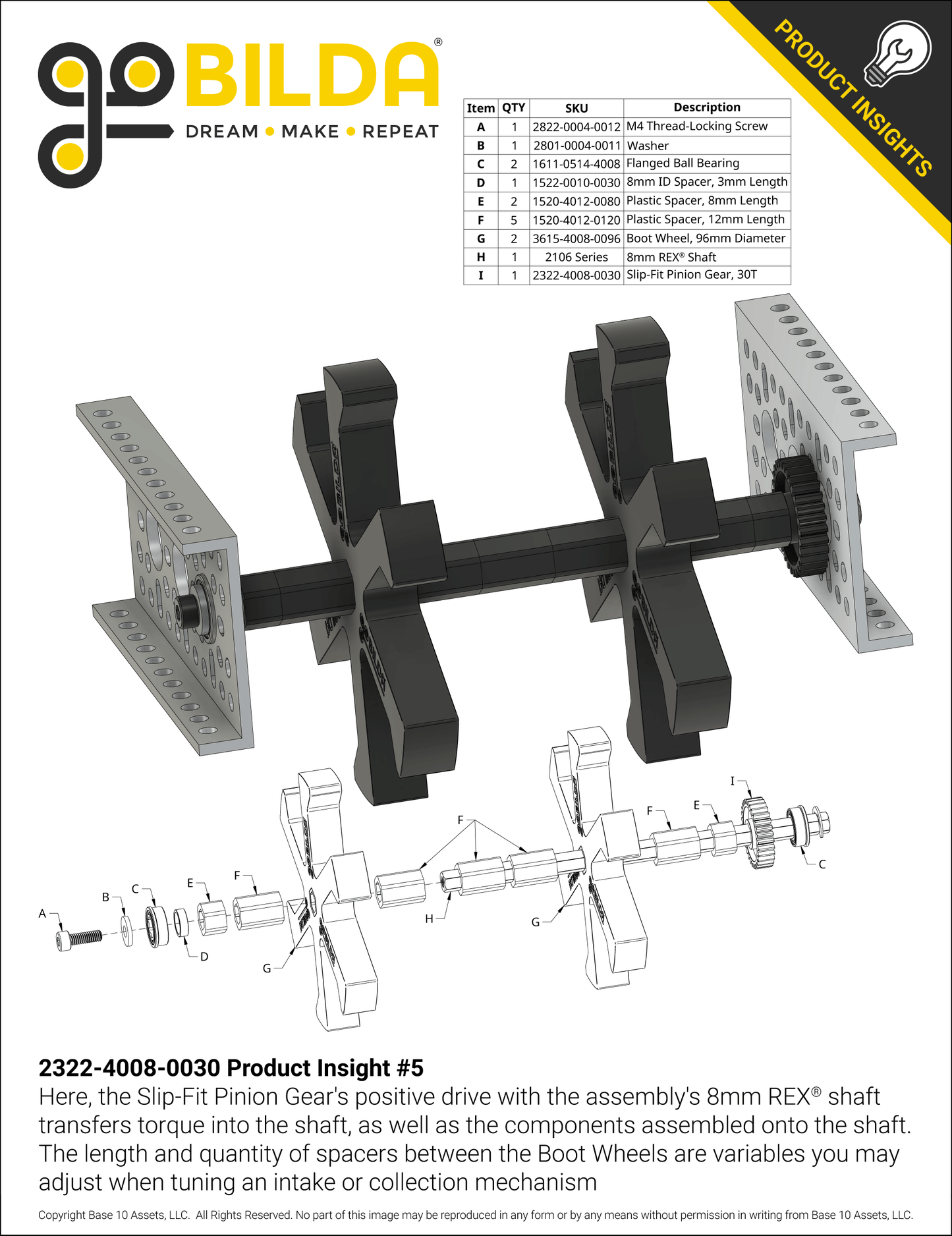 Slip-Fit Steel Pinion Gear (8mm REX® Bore, MOD 0.8, 30T)