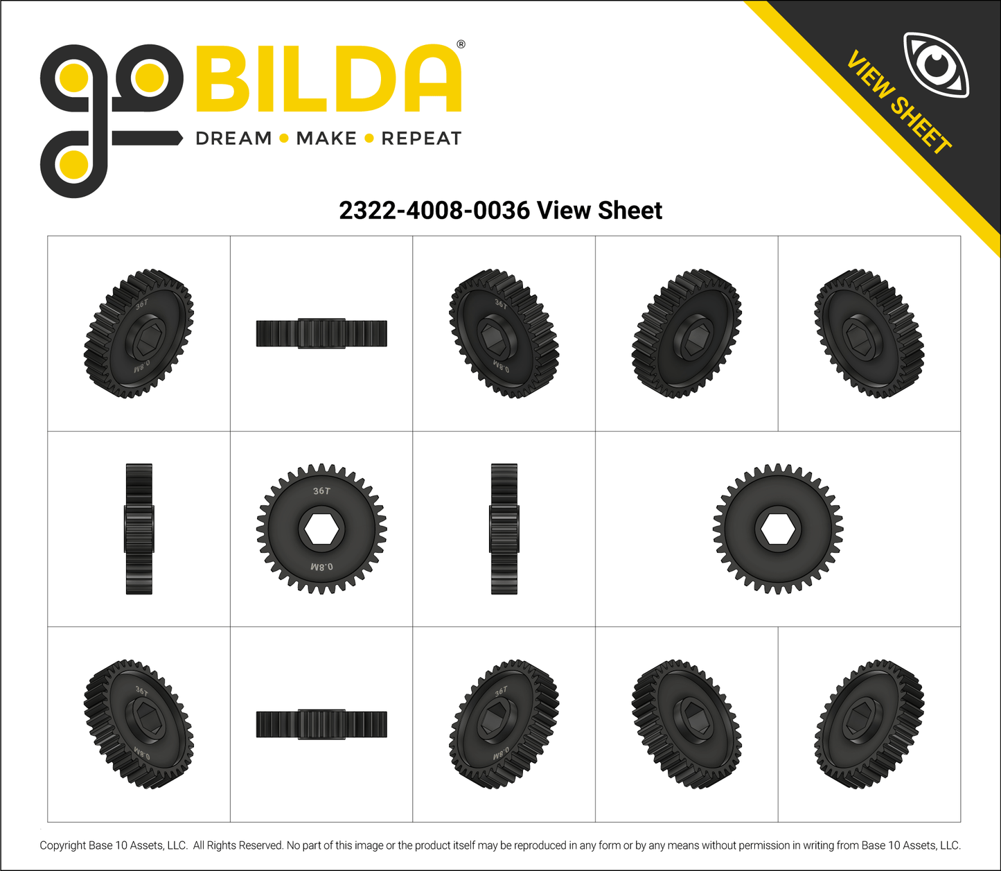 Slip-Fit Steel Pinion Gear (8mm REX® Bore, MOD 0.8, 36T)