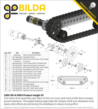 2405 Series Track Idler Wheel (14mm Bore, 54mm Diameter) - 2 Pack