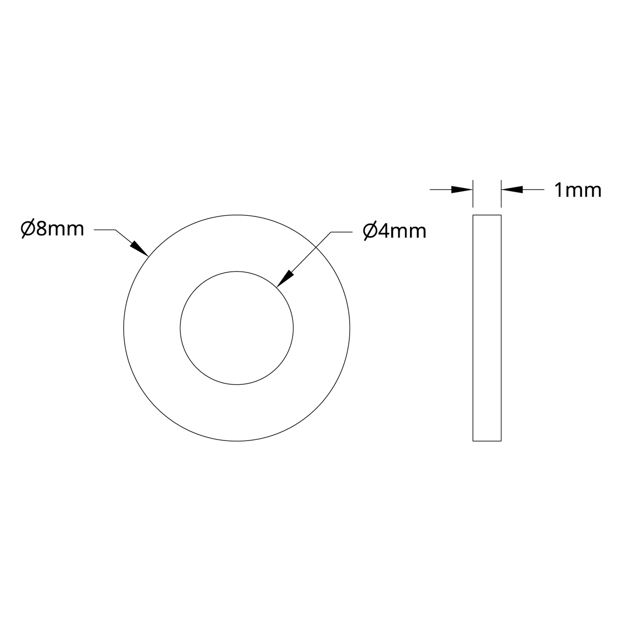 2801 Series Zinc Plated Steel Washer (4mm ID x 8mm OD) - 25 Pack