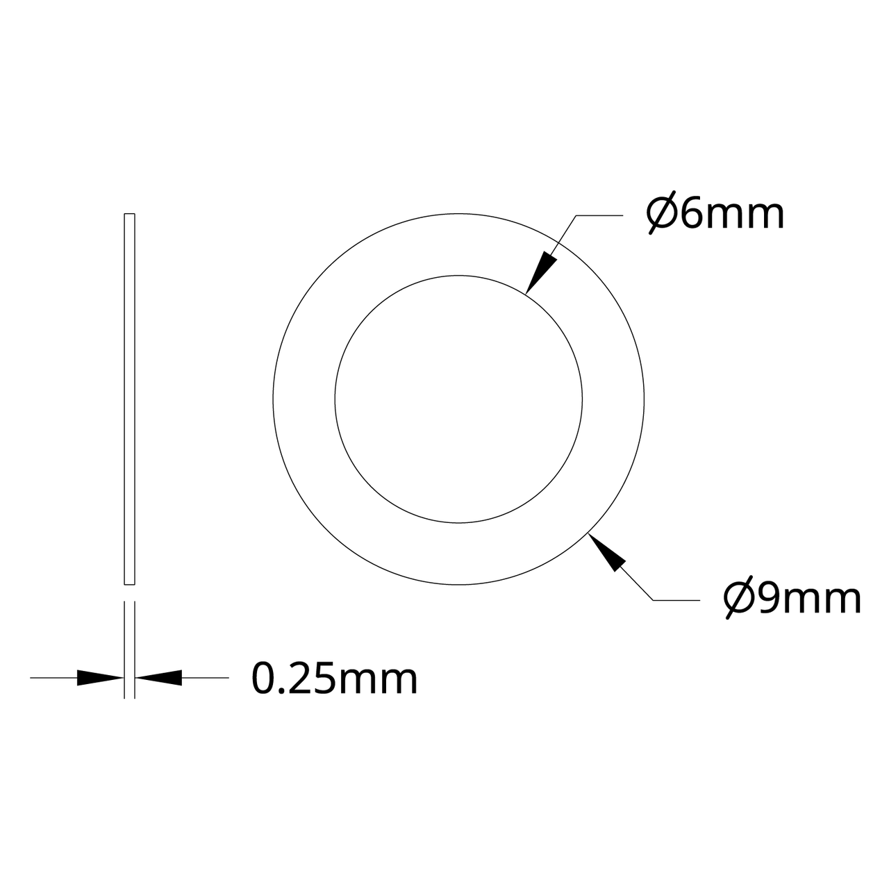 2807 Series Stainless Steel Shim (6mm ID x 9mm OD) - 12 Pack