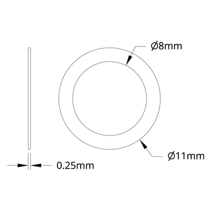 2807 Series Stainless Steel Shim (8mm ID x 11mm OD) - 12 Pack