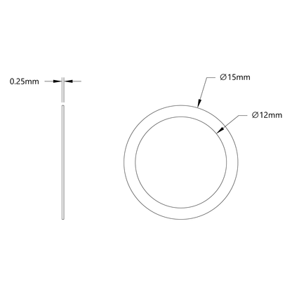 2807 Series Stainless Steel Shim (12mm ID x 15mm OD) - 12 Pack