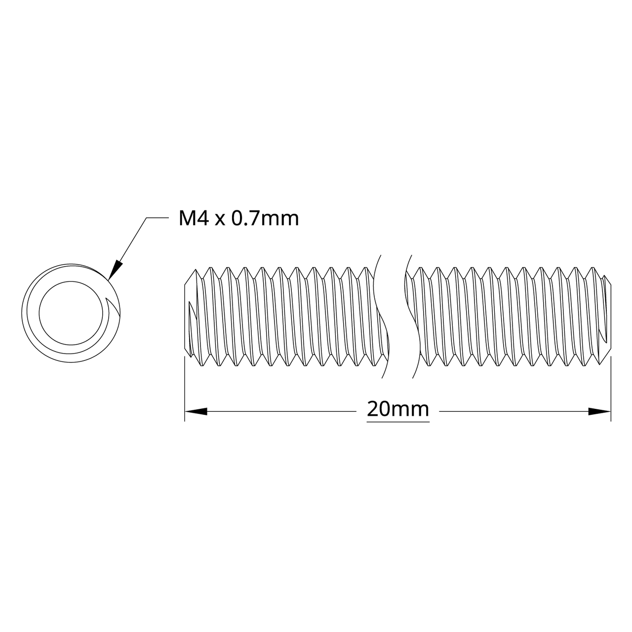2808 Series Stainless Steel Threaded Rod (M4 x 0.7mm) - 2 Pack
