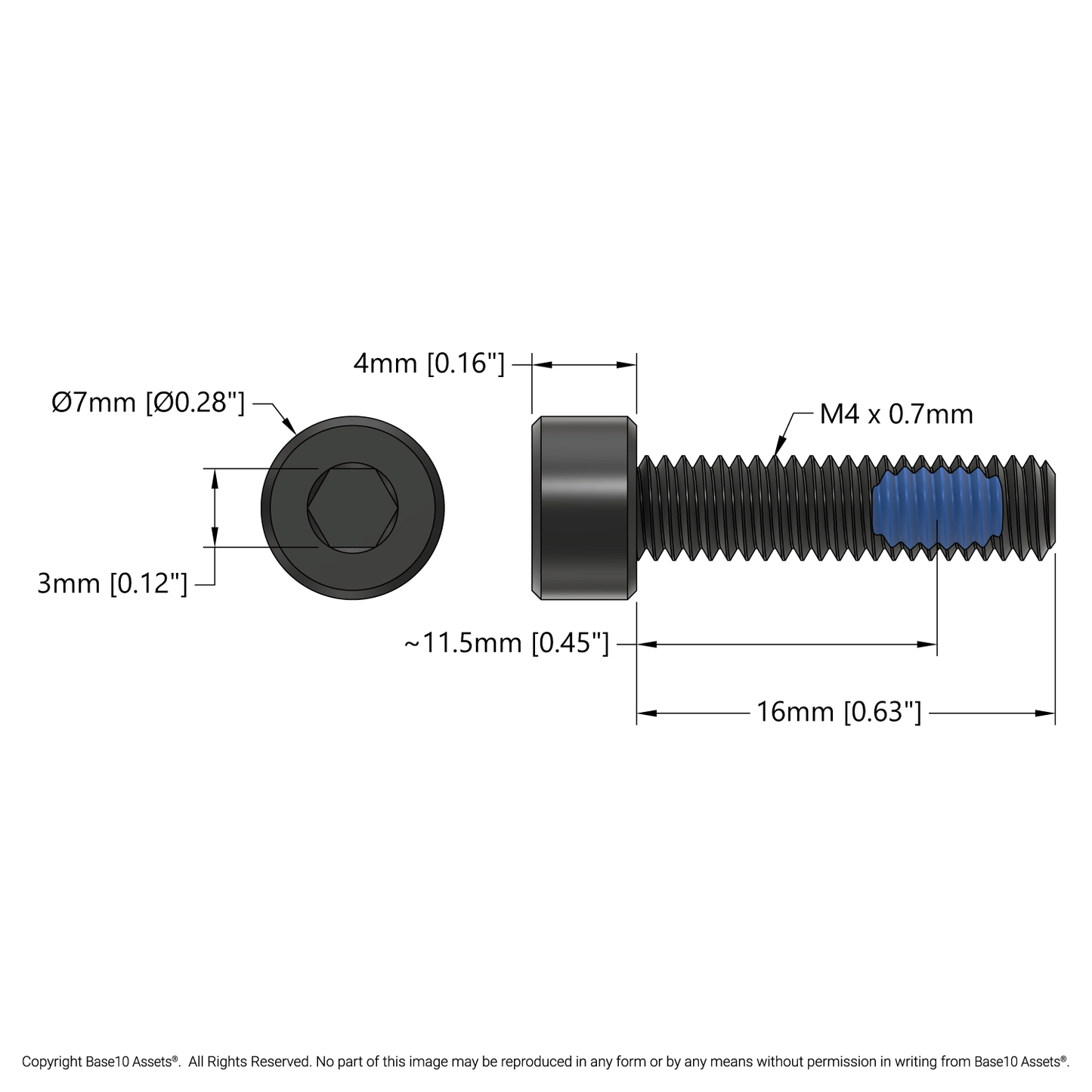 Premium M4 Socket Head Thread-Locking Screw (16mm Length) - 25 Pack