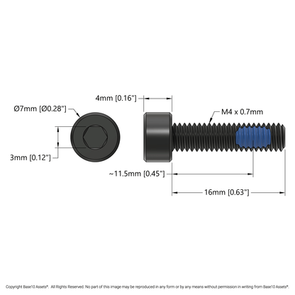 Premium M4 Socket Head Thread-Locking Screw (16mm Length) - 25 Pack