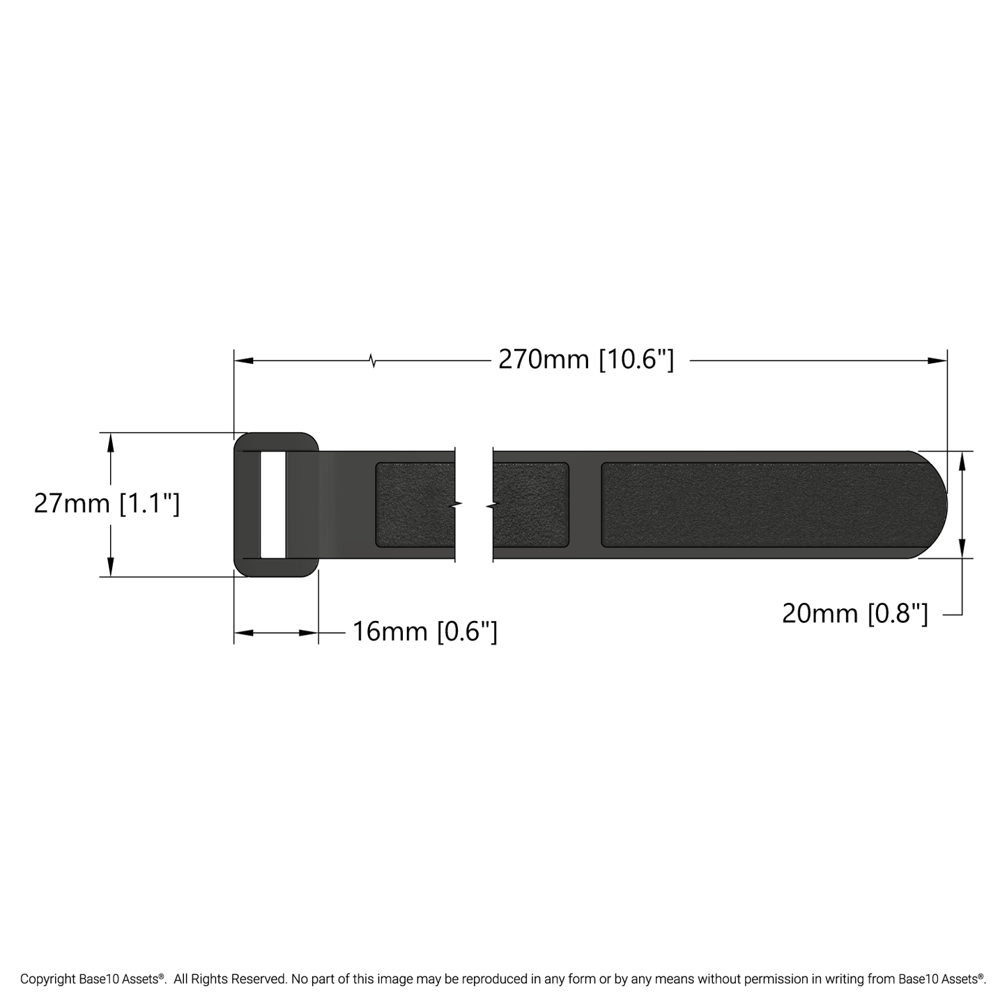 goBILDA® Hook & Loop Cinch-Strap (20mm Width x 250mm Length) - 4 Pack