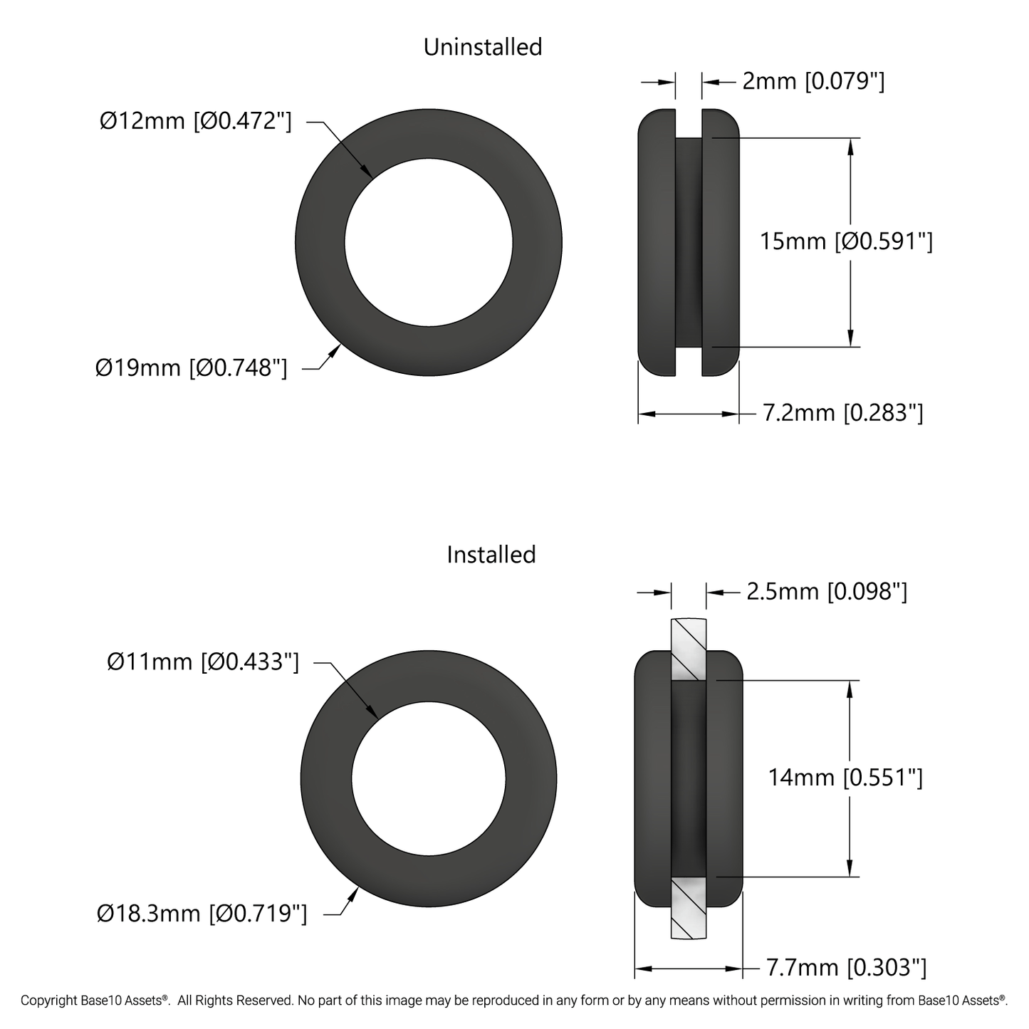 Rubber Grommet (14-3) - 4 Pack