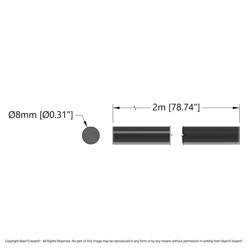 Silicone Rubber Cord (8mm Diameter, 50A Durometer, 2 meter Length)
