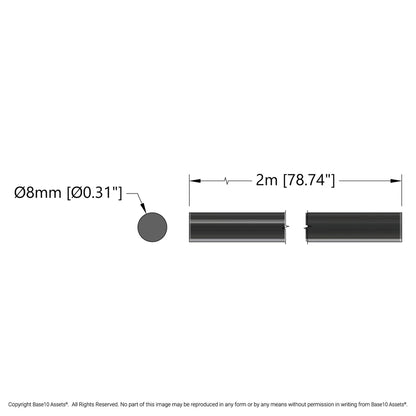 Silicone Rubber Cord (8mm Diameter, 50A Durometer, 2 meter Length)
