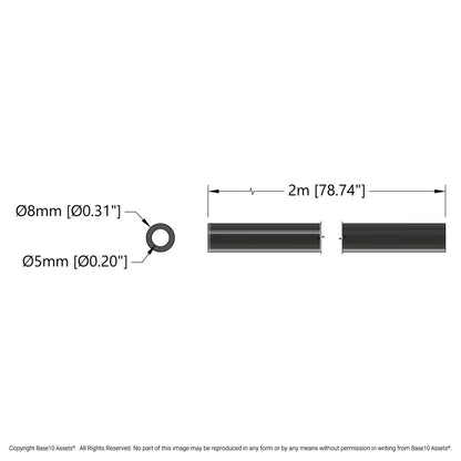 Silicone Rubber Tubing (5mm ID x 8mm OD, 50A Durometer, 2 meter Length)