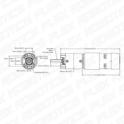 5303 Series Saturn Planetary Gear Motor (24mm Length 8mm REX™ Shaft, 3.3 - 5V Encoder)