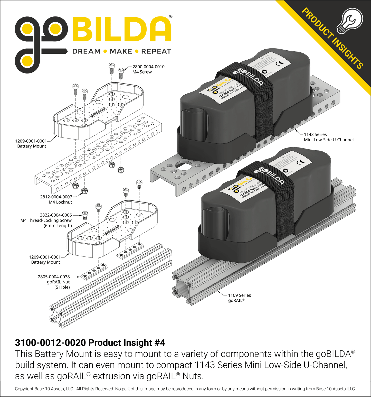 12V NiMH Nested Battery (3000mAh, MH-FC XT30 Connector)