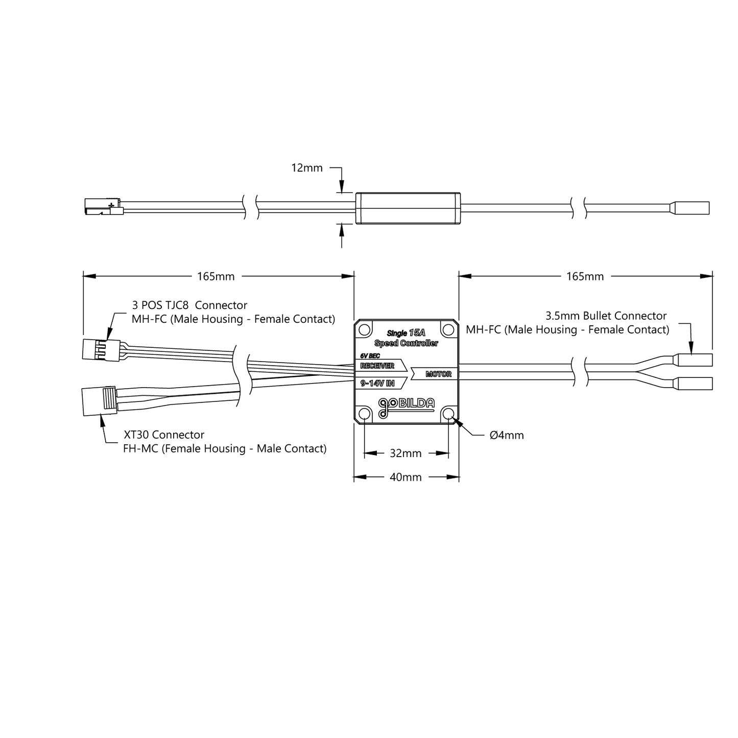 1x15A Motor Controller (9-14V Input)