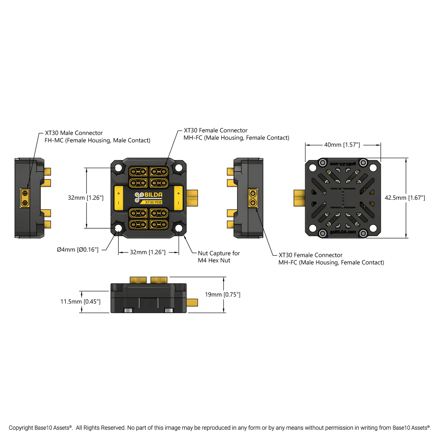 XT30 Power Distribution Board (XT30 Input, 8 x XT30 Outputs)