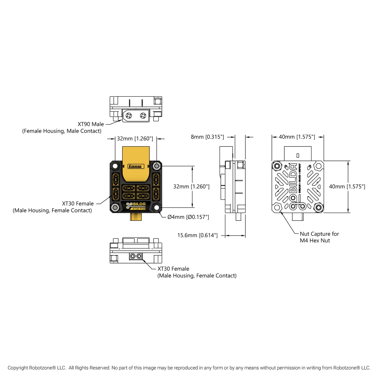 XT30 Power Distribution Board (XT90 Input, 8 x XT30 Outputs)