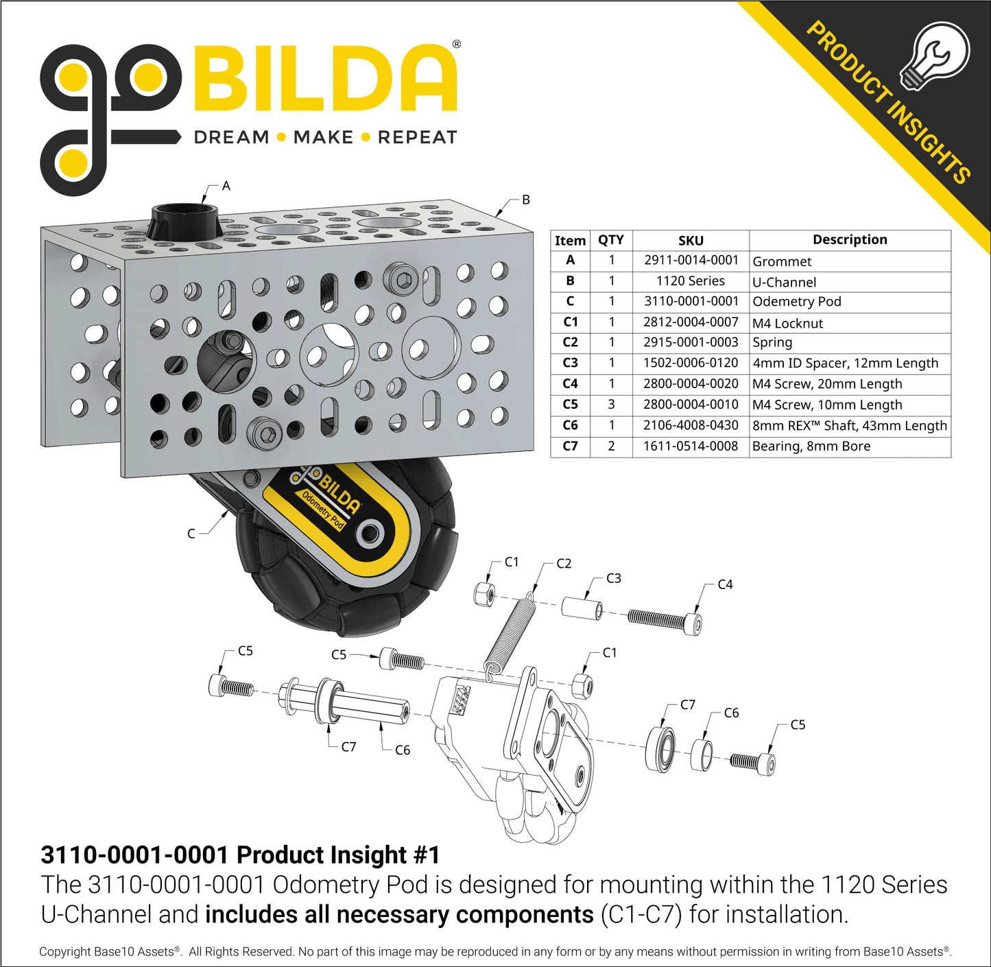 Swingarm Odometry Pod (48mm Wheel)