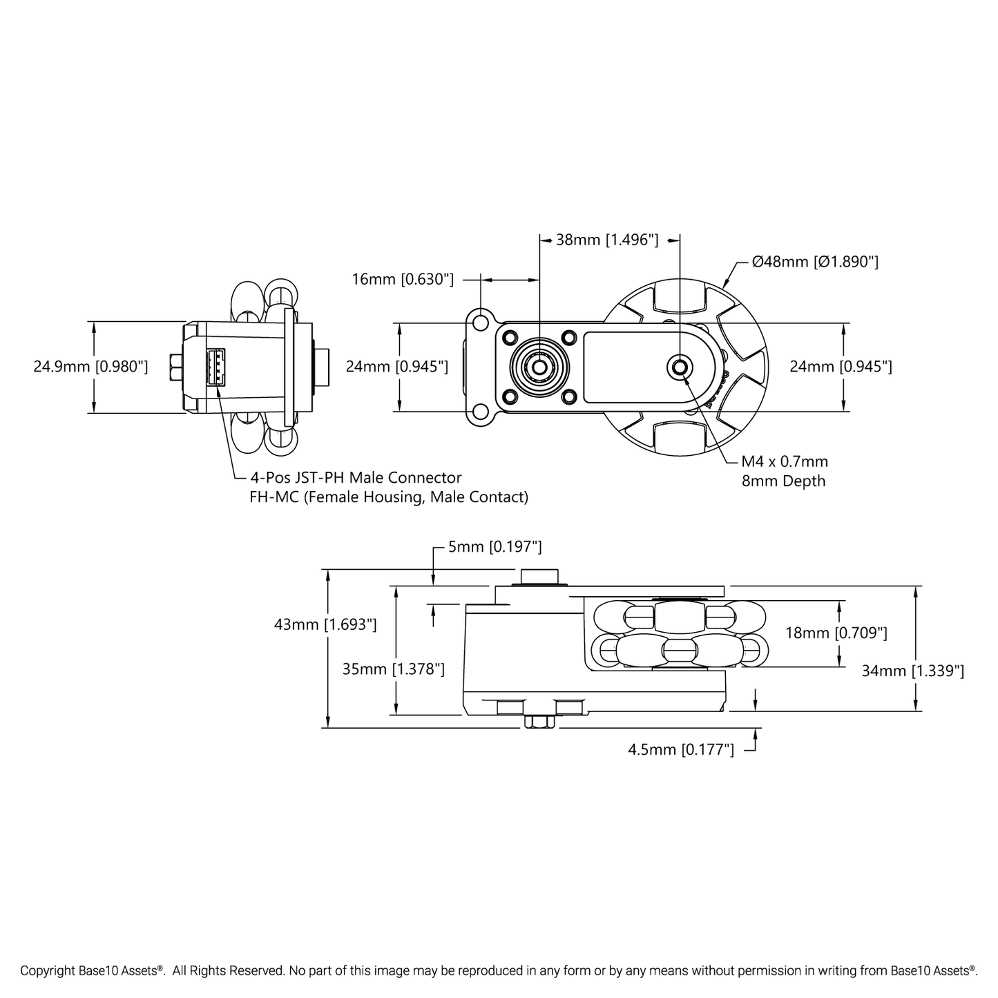 Swingarm Odometry Pod (48mm Wheel)
