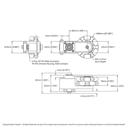 Swingarm Odometry Pod (48mm Wheel)