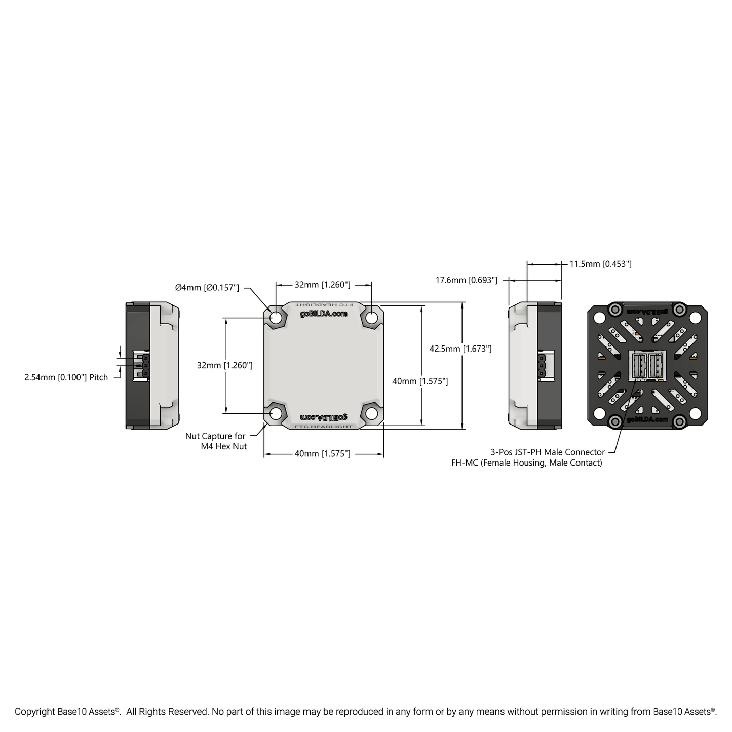 LED Headlight for FTC (275 Lumens, Dimmable, PWM Controlled)
