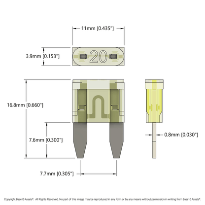 20A ATM Series Mini Blade Fuse - 4 Pack