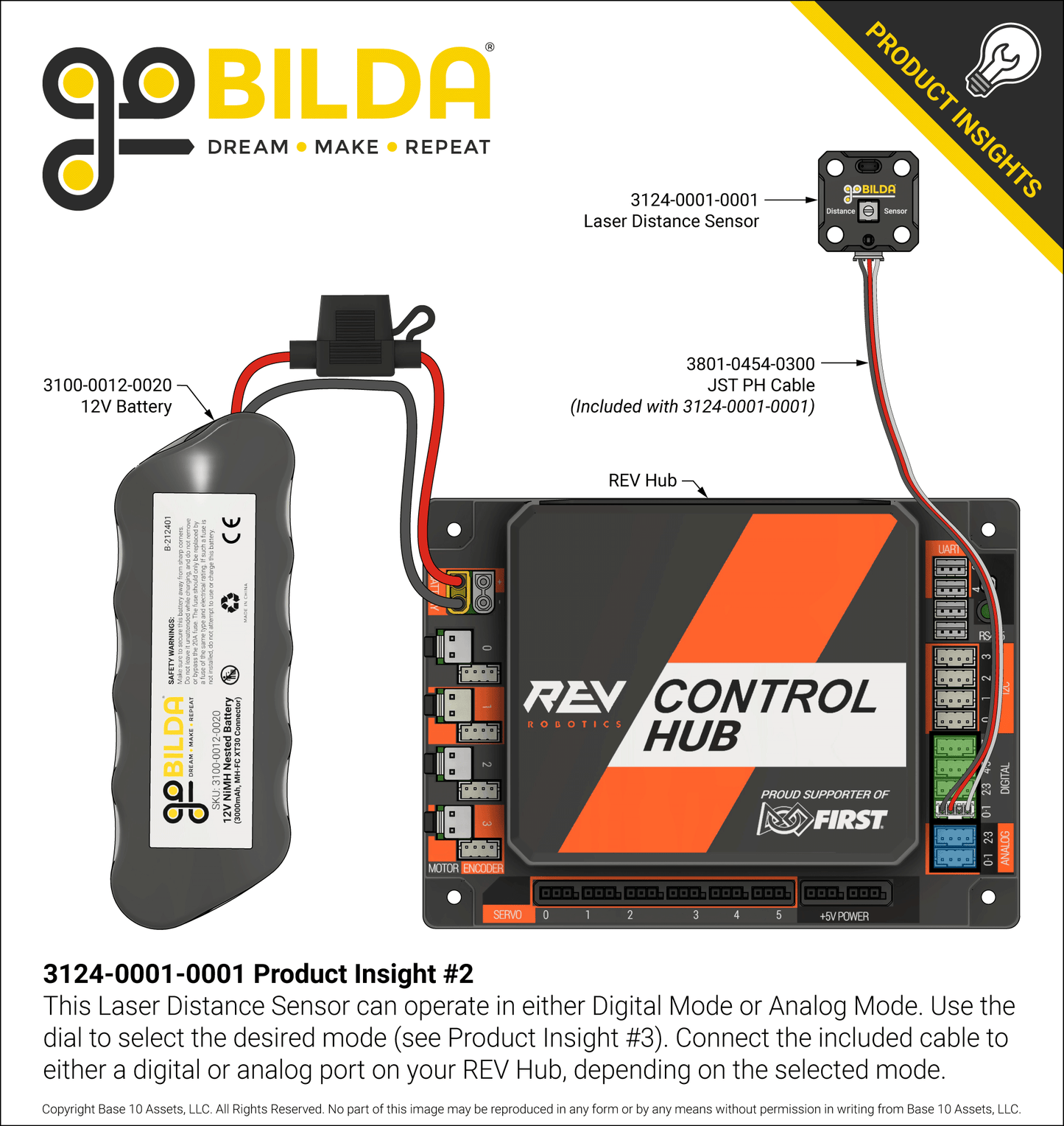 Laser Distance Sensor (1m Range, 3.3-5V, Digital or Analog Output)
