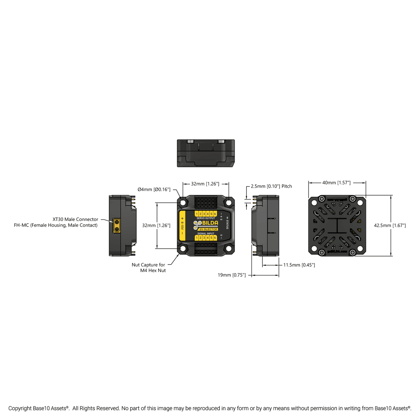 6V Servo Power Injector (6 Channel, 8-15V Input)