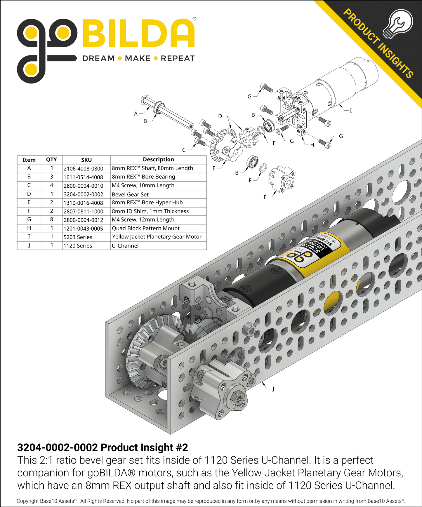 2:1 Ratio Bevel Gear Set (8mm REX™ Bore Pinion Gear)