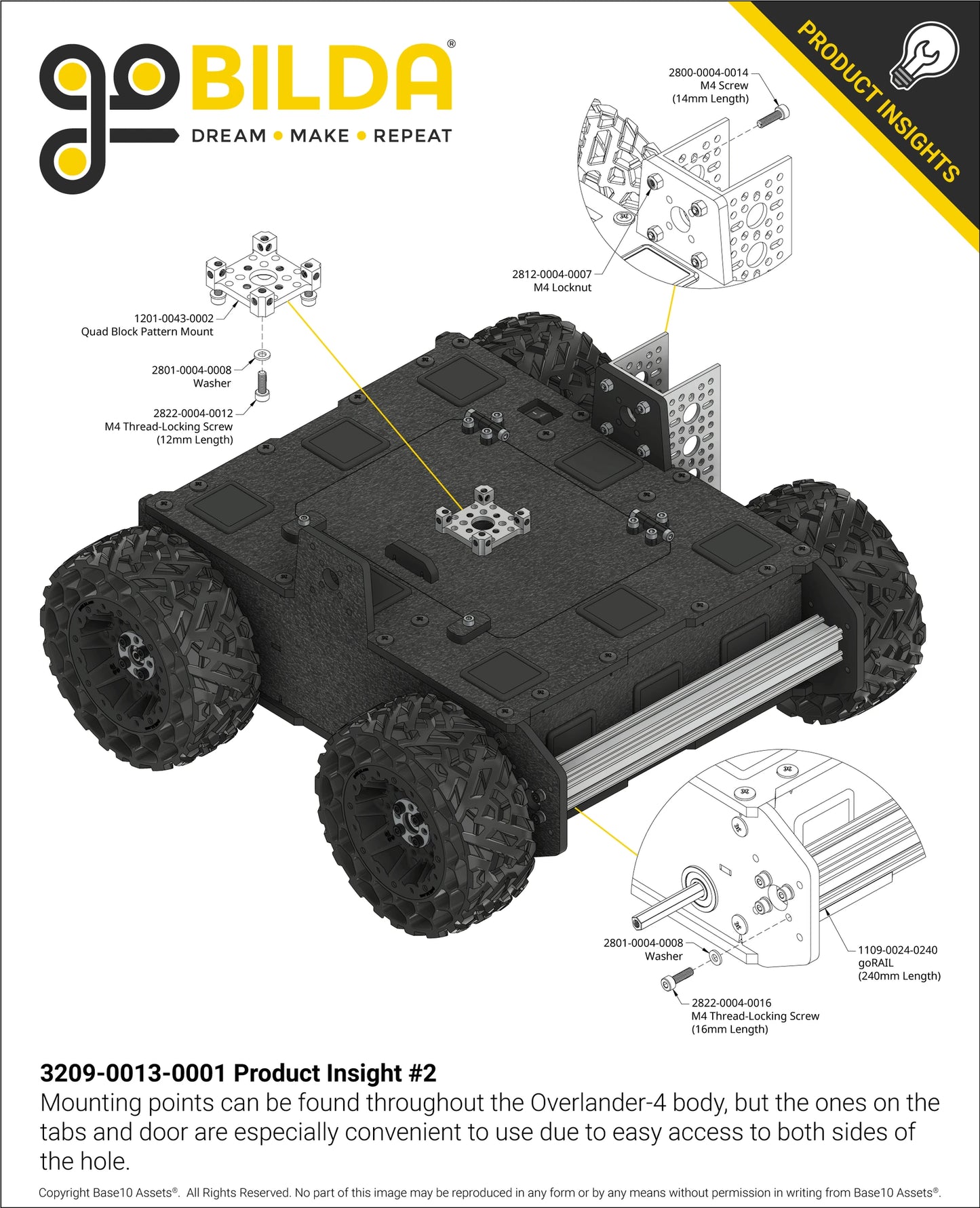 Overlander-4 All-Terrain Robot Platform (25lb Payload, 3.8mph) (Without Battery & Charger)